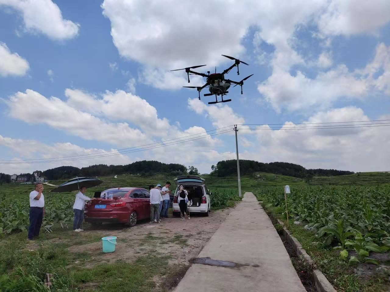 UAV field flight test over farmland
